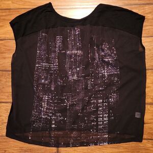 Lane Bryant women's 18/20 sheer beaded black sleeveless blouse top
